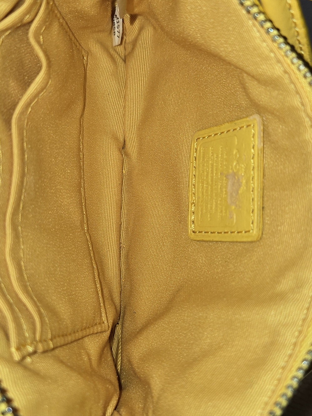 Coach Yellow Leather Wristlet Clutch with Logo Tag - Picture 7 of 13